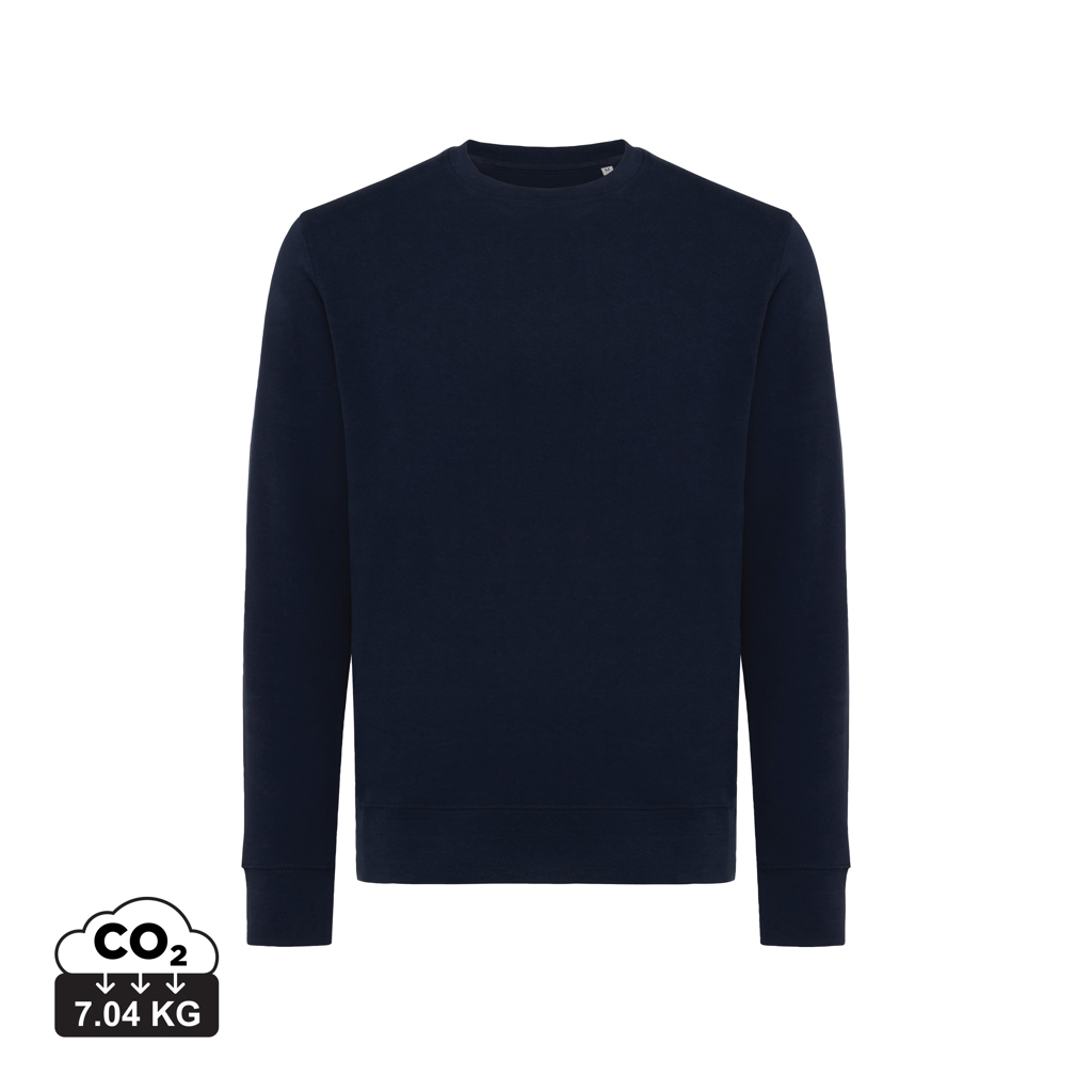 Sweater publicitaire unisexe à col rond coton bio Etosha Iqoniq Bleu marine